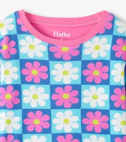 Outlet Girls Checkered Daisies Organic Cotton Pajama Set Sleepwear|Sleepwear