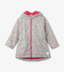 Outlet Girls Confetti Hearts Zip-Up Lightweight Rain Jacket Rainwear|Rainwear