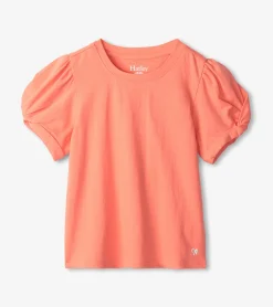 Outlet Girls Coral Twisted Sleeve Tee Tops