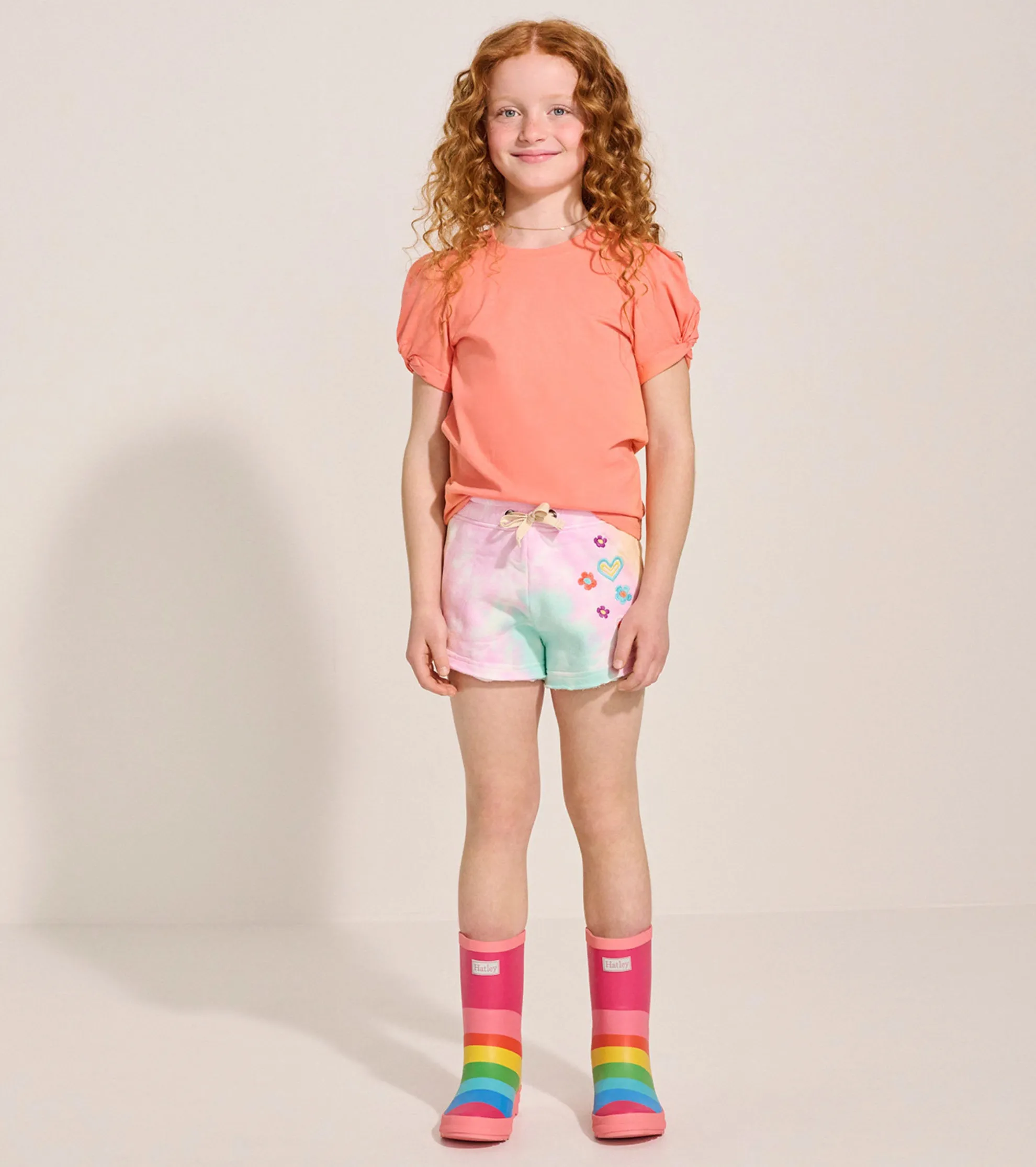 Outlet Girls Coral Twisted Sleeve Tee Tops