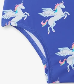 Hot Girls Dazzling Unicorn Ruffle Sleeve Swimsuit Swimwear|Swimwear