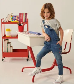 Discount Girls Denim Stretch Classic Overalls Bottoms
