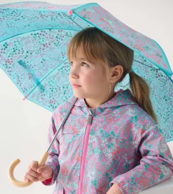 Girls Ditsy Floral Zip-Up Lightweight Rain Jacket Rainwear|Rainwear