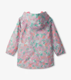 Girls Ditsy Floral Zip-Up Lightweight Rain Jacket Rainwear|Rainwear