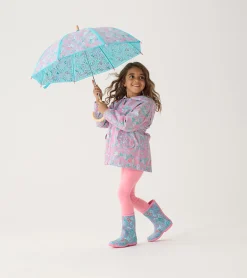 Girls Ditsy Floral Zip-Up Lightweight Rain Jacket Rainwear|Rainwear