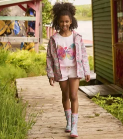 Girls Ditsy Floral Zip-Up Lightweight Rain Jacket Rainwear|Rainwear