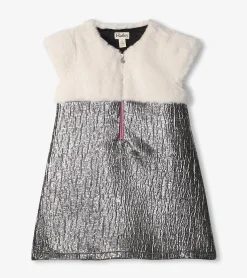 New Girls Faux Fur Jacquard Dress Dresses