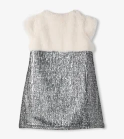 New Girls Faux Fur Jacquard Dress Dresses
