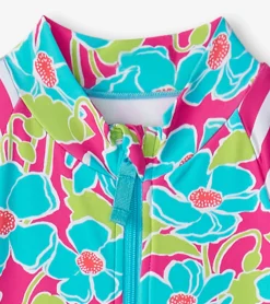 Sale Girls Floating Poppies One-Piece Rashguard Swimwear|Swimwear