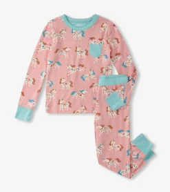 Best Girls Folksy Unicorns Bamboo Pajama Set Sleepwear|Sleepwear