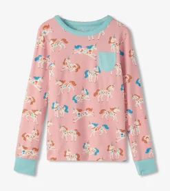 Best Girls Folksy Unicorns Bamboo Pajama Set Sleepwear|Sleepwear