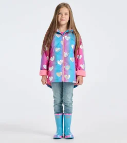 Hot Girls Fun Hearts Zip-Up Lightweight Rain Jacket Rainwear|Rainwear