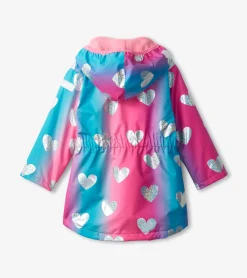 Hot Girls Fun Hearts Zip-Up Lightweight Rain Jacket Rainwear|Rainwear