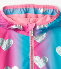 Hot Girls Fun Hearts Zip-Up Lightweight Rain Jacket Rainwear|Rainwear