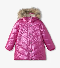 Online Girls Fuschia Star Puffer Jacket Outerwear