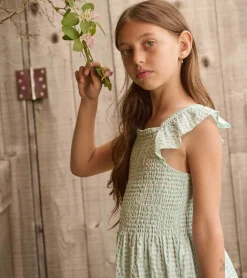 Discount Girls Gingham Seersucker Smocked Dress Dresses