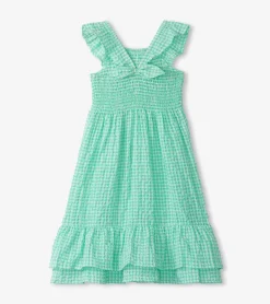 Discount Girls Gingham Seersucker Smocked Dress Dresses