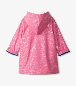 Outlet Girls Glitter Hearts Button-Up Rain Jacket Rainwear|Rainwear