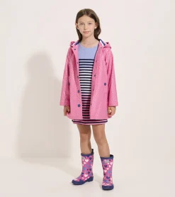Outlet Girls Glitter Hearts Button-Up Rain Jacket Rainwear|Rainwear