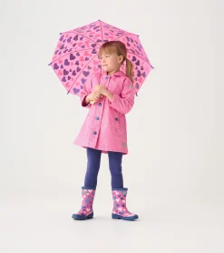 Outlet Girls Glitter Hearts Button-Up Rain Jacket Rainwear|Rainwear