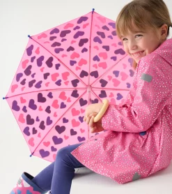 Outlet Girls Glitter Hearts Button-Up Rain Jacket Rainwear|Rainwear