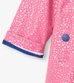 Outlet Girls Glitter Hearts Button-Up Rain Jacket Rainwear|Rainwear