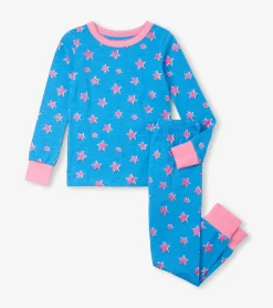 Girls Glitter Stars Pajama Set Sleepwear|Sleepwear