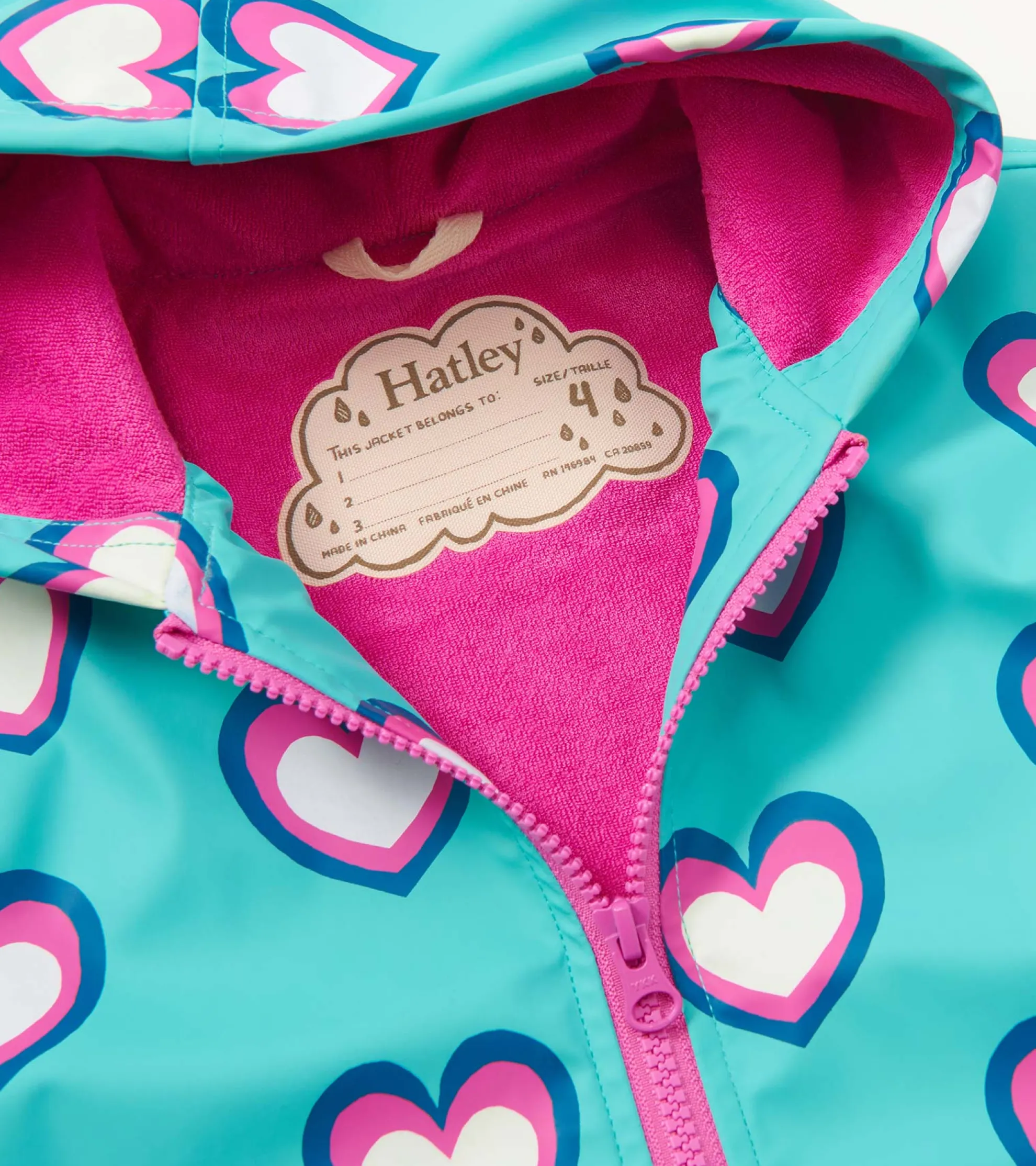 Outlet Girls Hearts Colour Changing Zip-Up Rain Jacket Rainwear|Rainwear