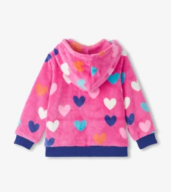New Girls Hearts Fleece Zip-Up Hoodie Outerwear|Sweaters