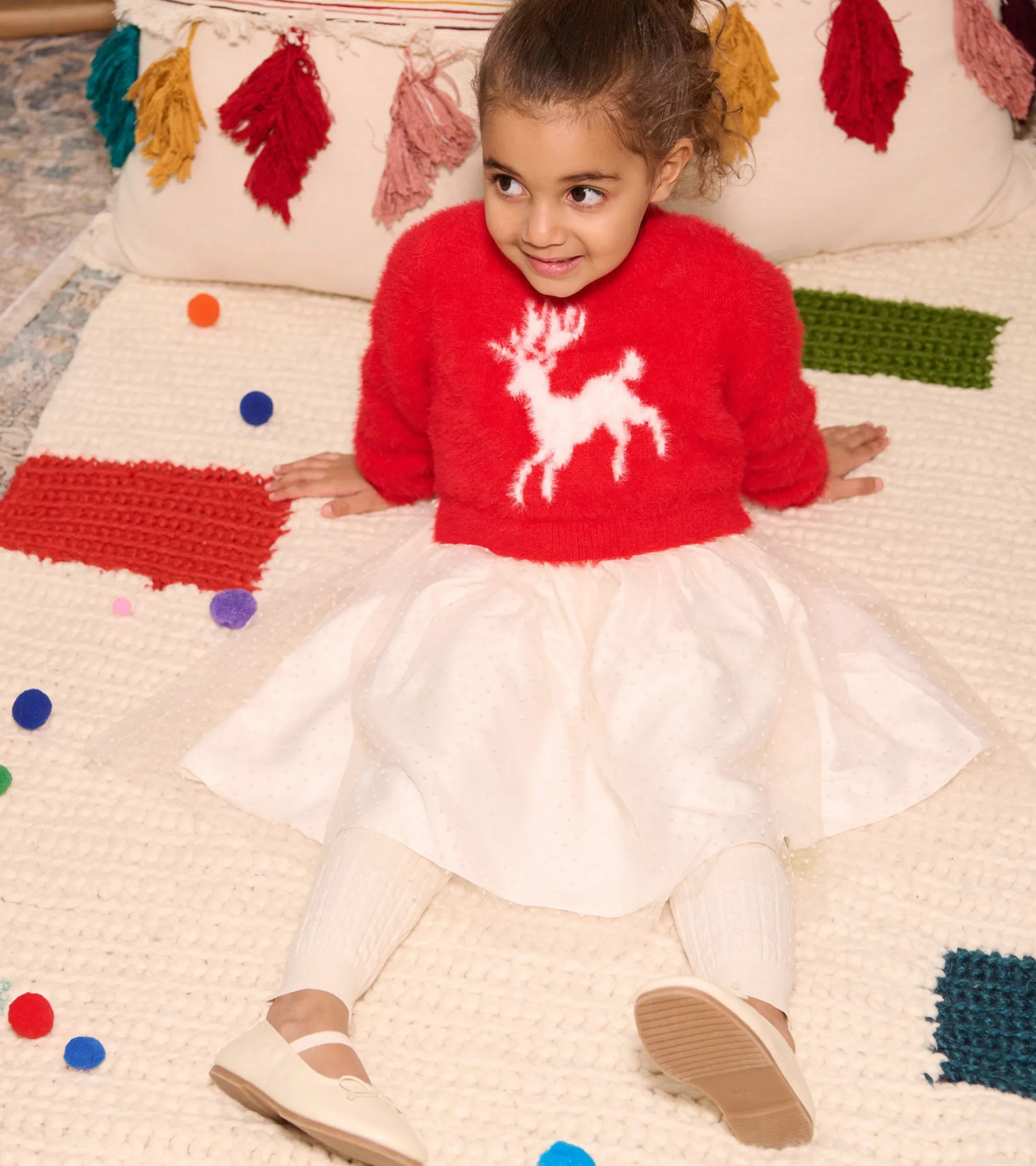 Best Girls Holiday Deer Mix Media Dress Dresses