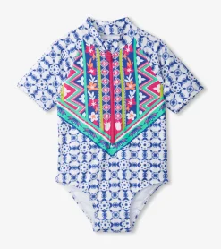 Girls Kaleidoscope One-Piece Rashguard Swimwear|Swimwear