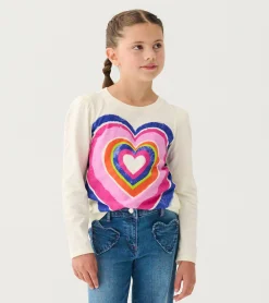 Hot Girls Layered Hearts Long Sleeve Graphic Tee Tops