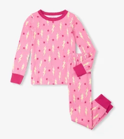 Sale Girls Lightning Bolts & Stars Pajama Set Sleepwear|Sleepwear