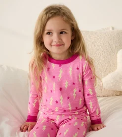 Sale Girls Lightning Bolts & Stars Pajama Set Sleepwear|Sleepwear