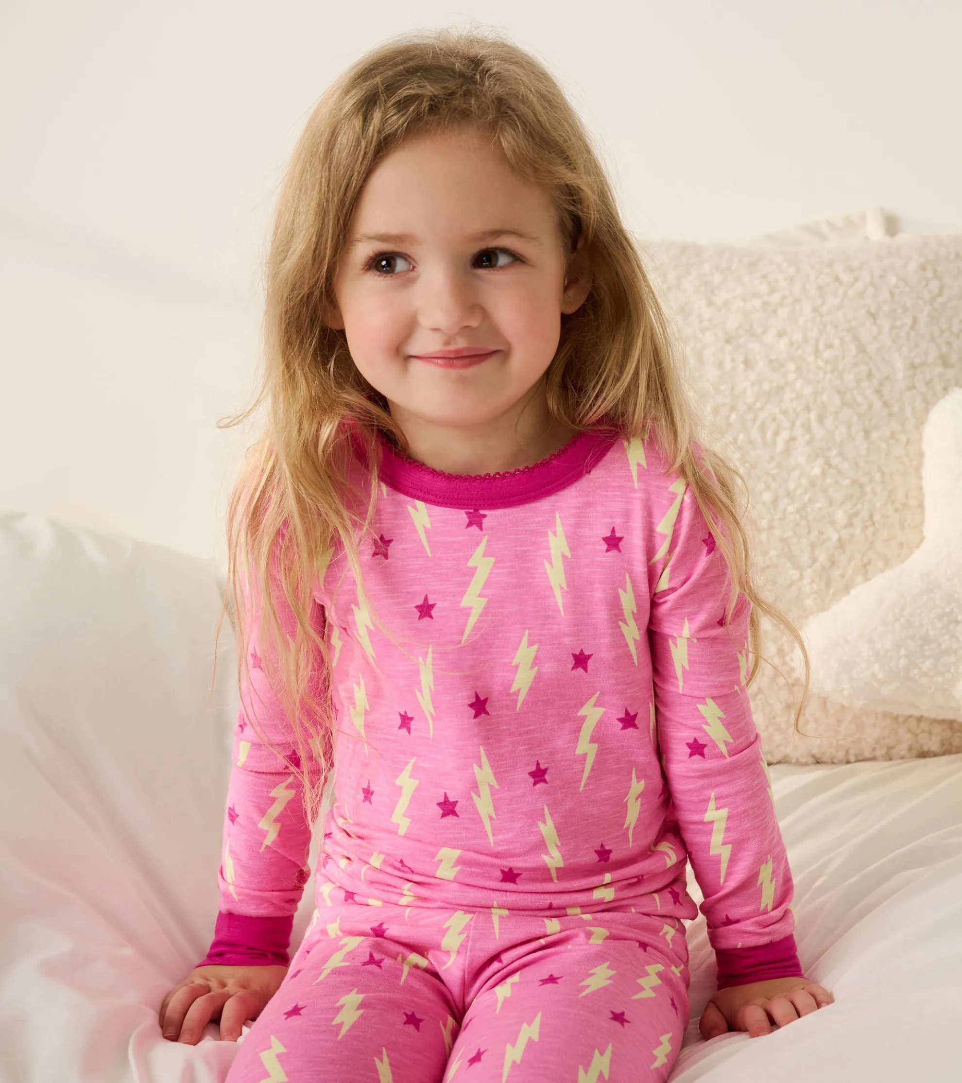 Sale Girls Lightning Bolts & Stars Pajama Set Sleepwear|Sleepwear