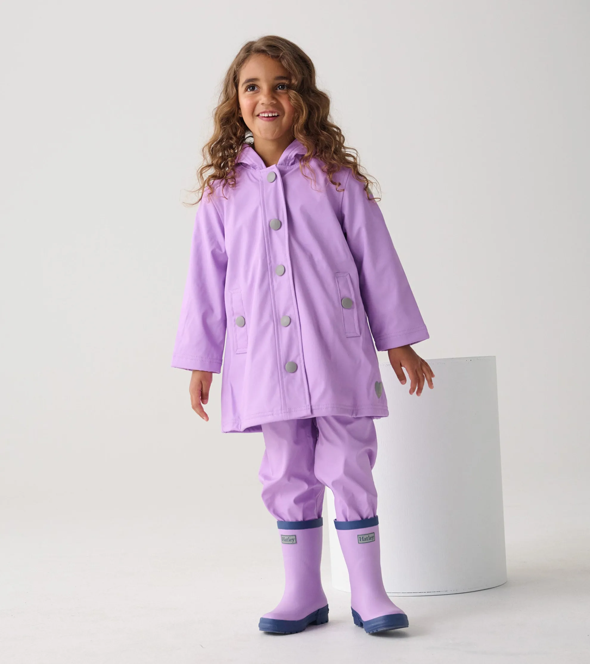 Discount Girls Lilac Button-Up Rain Jacket Rainwear|Rainwear