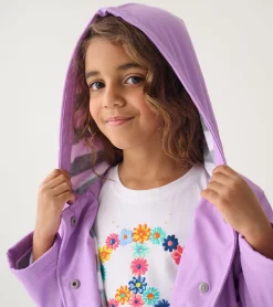 Discount Girls Lilac Button-Up Rain Jacket Rainwear|Rainwear