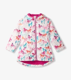 Outlet Girls Magical Horses Zip-Up Lightweight Rain Jacket Rainwear|Rainwear