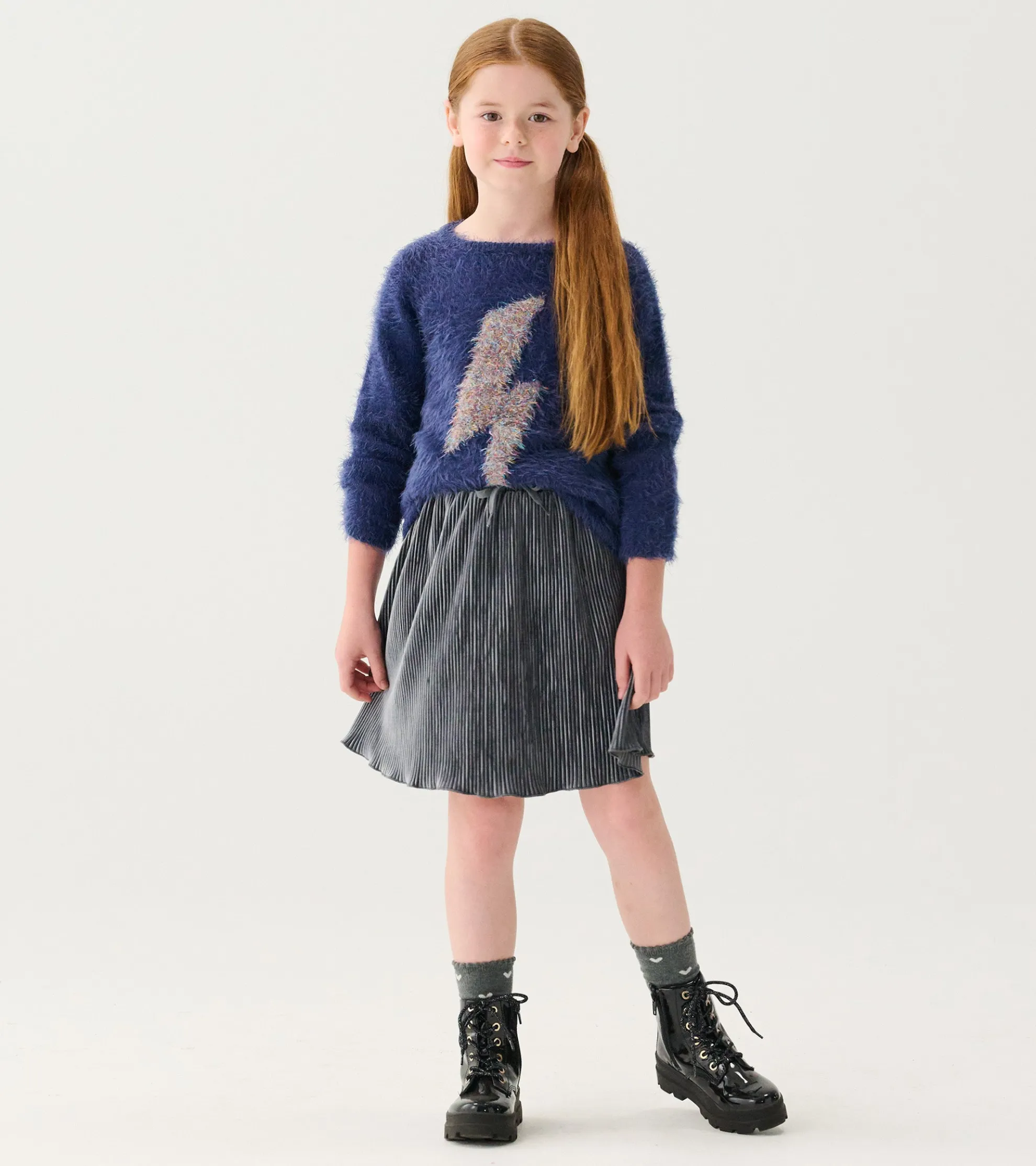 Hot Girls Metallic Lightning Furry Sweater Sweaters