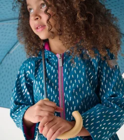 Best Girls Mini Lightning Bolts Zip-Up Rain Jacket Rainwear|Rainwear