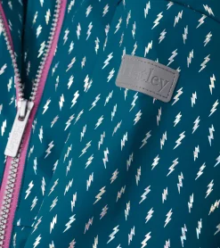 Best Girls Mini Lightning Bolts Zip-Up Rain Jacket Rainwear|Rainwear