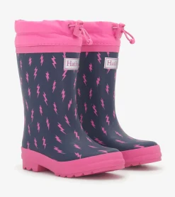 Sale Girls Mini Lightning Bolts Sherpa Lined Rain Boots Rainwear|Rainwear