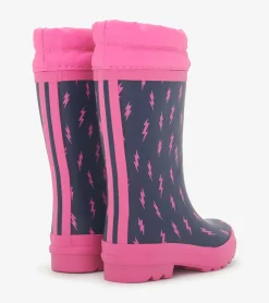Sale Girls Mini Lightning Bolts Sherpa Lined Rain Boots Rainwear|Rainwear