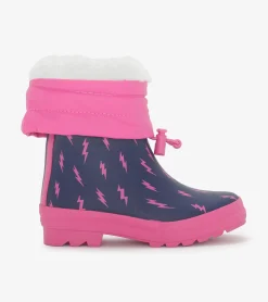 Sale Girls Mini Lightning Bolts Sherpa Lined Rain Boots Rainwear|Rainwear