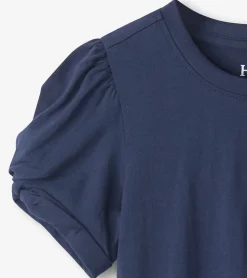 Girls Navy Twisted Sleeve Tee Tops