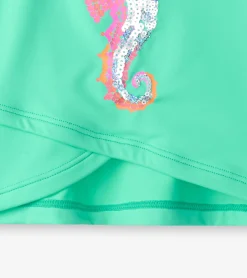 Girls Painted Sea Horse Cross Over Cover-Up Swimwear|Swimwear