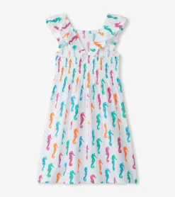 Hot Girls Painted Seahorses Smocked Dress Dresses