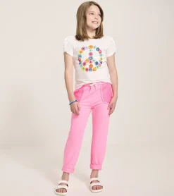 Sale Girls Peace Flower Twisted Sleeve Tee Tops