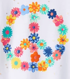 Sale Girls Peace Flower Twisted Sleeve Tee Tops