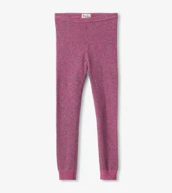 New Girls Pink Glitter Knit Leggings Bottoms